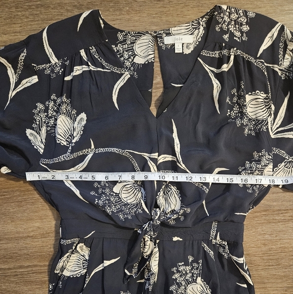 🦃TODAY ONLY🦃BCBGENERATION Joie Black Floral print V- neck casual Jumpsuit sz S - Picture 13 of 14